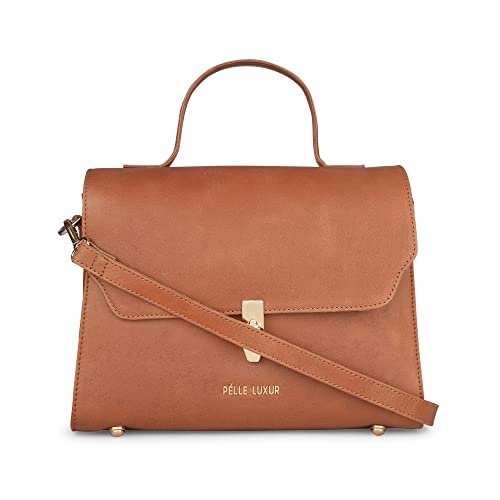 Sacoche à main en cuir marron clair avec bandoulière amovible pour femme