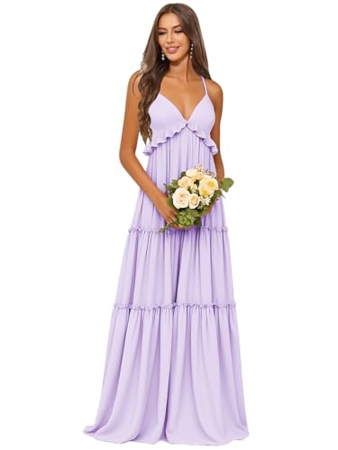 TORYEMY Chiffon Bridesmaid Dresses Lilac Long...