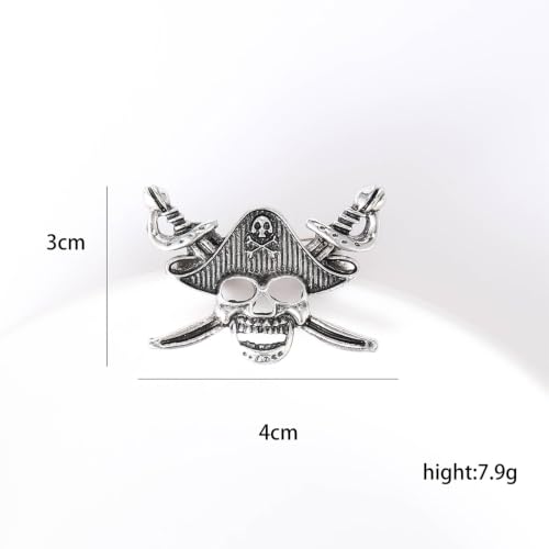 Image of Punk Skull Head Cross Sword Brooch Pin Cool Skeleton Lapel Pin for Dress Suit Decor Halloween Party Clothing Accessories for Women Men