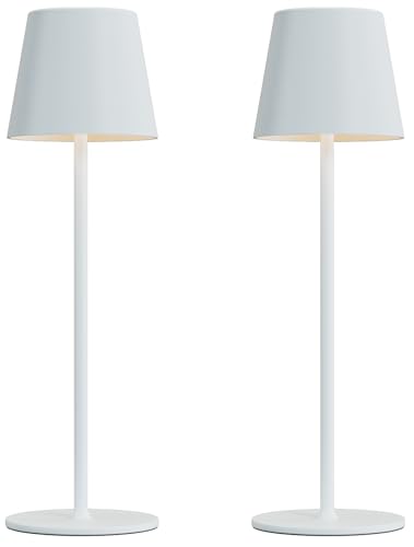 Image of Kakanuo Cordless Table Lamp Rechargeable White - KK 2 Pack 5000mAH Battery Operated Lamp for Table, 3 Color Stepless Dimming Wireless Lamp for Kitchen Counter, Outdoor Patio, Touch Control