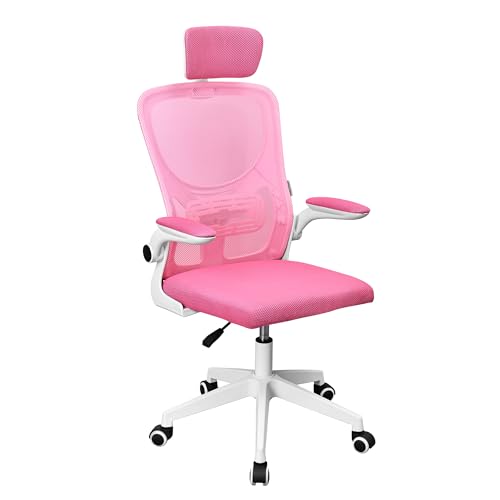 Mars Gaming MGC-ERGOPLUS, Silla Ergonómica Profesional, Soporte Lumbar Dinámico Adaptable, Malla Transpirable, Altura Regulable Entre 115-125cm, Reposabrazos Plegables, Reposacabezas Ajustable, Rosa