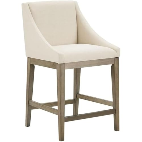 Image of Simon Modern Bar Stool Kitchen Island Chair Sleek Counter Height Sturdy Wood Frame Upholstered Seat Contemporary Design for Home Dining Breakfast Cream Finish