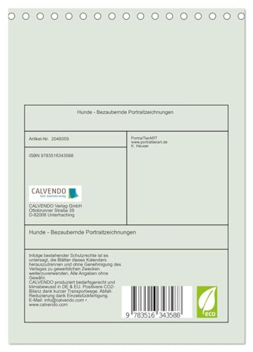 Hunde - Bezaubernde Portraitzeichnungen (Tischkalender 2026 DIN A5 hoch), CALVENDO Monatskalender: Authentische Zeichnungen von Hunden und Welpen (CALVENDO Kunst)