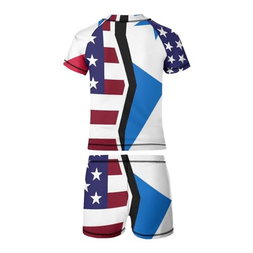 American and Panama FlagChildren's Casual Swimsuit Set - Simple and Versatile7-9Y（120cm）3