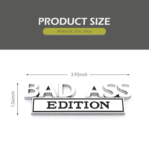 Image of Car Bad Ass Edition Emblem, 3D Car Badge Decal, Auto Fender Bumper Hood Trunk Door Decal, Auto Exterior Essentials Accessories, for Vehicle Motorcycle SUV Truck (Sliver-Black)
