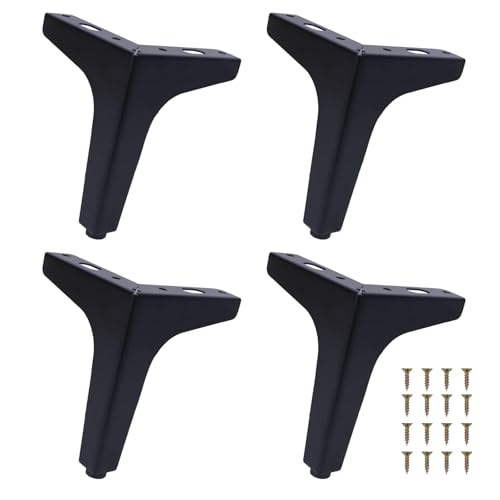 Luabue 5 inch / 13cm Metal Furniture Legs Set of 4 Black Sofa Legs Triangle Furniture Feet Back Cupboard Feet Cabinet Leg Couch Leg for Tables Chair Ottoman