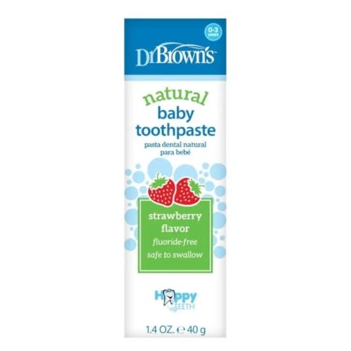 Dr. Brown's Baby Toothpaste, Erdbeerflavor Toddler und Kinder Love, Fluoridfrei, hergestellt in den USA, 0-3 Jahre, 1,4 oz – Ansicht 1