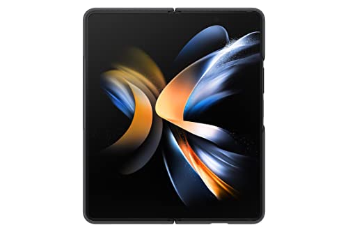 Image of SAMSUNG Galaxy Z Fold4 Silicone Grip Cover, Protective Phone Case with Finger Strap, Matte Finish, Soft Surface, Handheld Design, US Version, Black