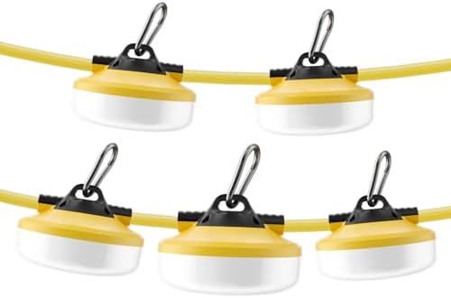 LED Construction String Lights 50FT, 5000 LM, 5000K Daylight LED String Work Lights, 50W Temporary Lighting for Job Site Outdoor Indoor, IP65 Waterproof Temporary Construction Lights, ETL Listed