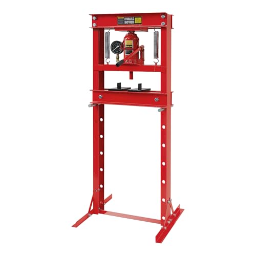 Wiltec Presse hydraulique Presse atelier Presse cadre – 680 x 600 x 1500 mm – Force de pressage 20 t – Manomètre Vérin Piston – Atelier réparations alignements