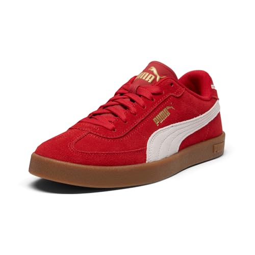 PUMA Club II Era Suede Women's Sneaker, 10 B(M) US, Red-White-Gold2