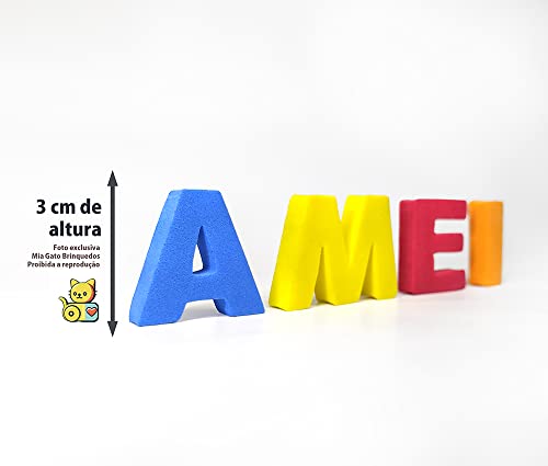 Alfabeto em Eva 186 Letras, 6 Alfabetos Completos + 30 Vogais Extras, Mia Gato Brinquedos