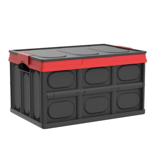 2 Stück Faltbare Aufbewahrungsbehälter mit Deckel Kisten Kunststoff Klappbox Transportbox Container 30L Lagerbehälter Für Kleidung, Bücher, Snack Aufbewahrungsboxen Regalkörbe Storage Box - Schwarz