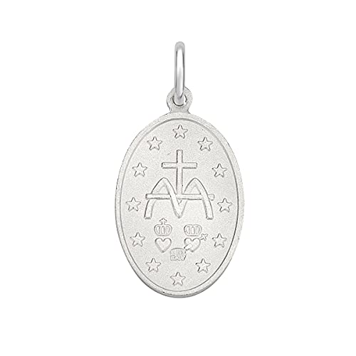 Ritastephens Italian Sterling Silver Miraculous Virgin Mary Medal Necklace – Latin Prayer Charm Pendant (12mm, 15mm, 19mm) – Catholic Religious Jewelry for Men and Women2
