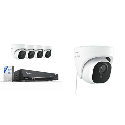 Reolink RLK8-800D4 4K PoE System + RLC-820A | 8CH 2TB HDD NVR with 5× 8MP IP Cameras, Person/Vehicle Detection, 24/7 Recording, Night Vision, Audio, IP66 Outdoor CCTV