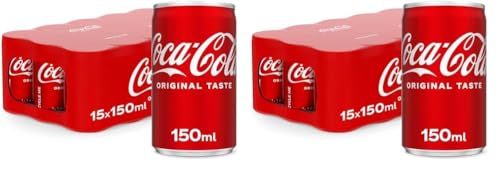 Coca-Cola Original Taste, Pack of 30 Cans x150ml, Crisp Coke Soft Drinks, Serve Cola Drinks Ice Cold for Maximum Refreshment