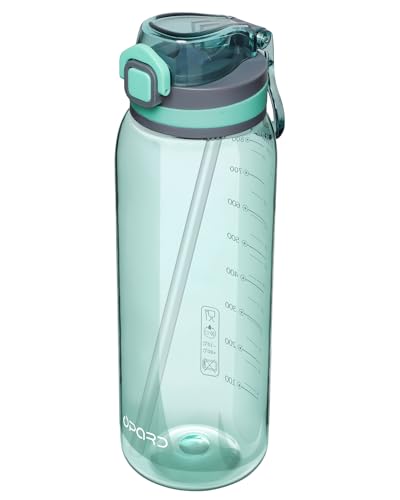 Image of Opard Peak 1000 ml /32 oz Water Bottle with Straw Cap, BPA-Free, Leak Proof Flip Top Bottle