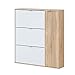 Mobelcenter - Mueble Zapatero Class 4 Puertas - Armario Zapatero 4 Puertas Blanco y Roble Canadian - Capacidad 30 Pares de Zapatos - Medidas: Ancho: 106 cm x Fondo: 22 cm x Alto: 115 cm - (1267)