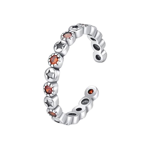 Bague femme argent 925 alliance vintage étoile avec zircone réglable