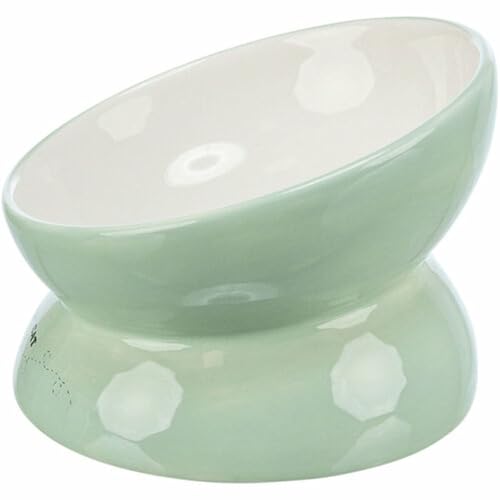 TRIXIE Futterstation aus Keramik, 0,15 l/Ø 13 cm, Salbei/Weiß