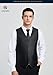 HISDERN Men's Vests Dress Solid Suit Vest for Men 3pc Waistcoat & Tie and Pocket Square Black Vest Suit Tuxedo Set Wedding Party