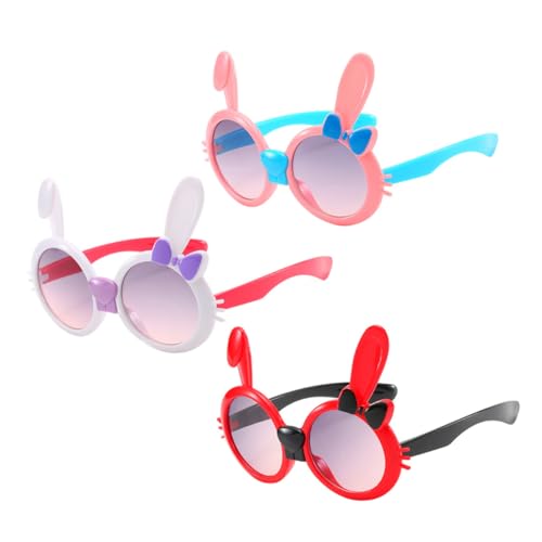 3Pcs Rabbit Sunglasses Stylish Bowknot Bunny Eyewear for Parties Outdoor Activities Red White for Boys2