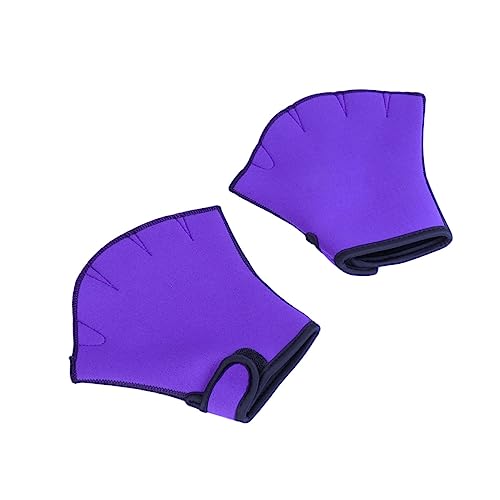 POPETPOP 1Pair Webbed Swim Gloves for Aquatic Training Half Finger Design Fit for Strengthening Muscles Water Purple S