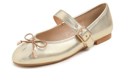 FEVERSOLE Women's Mary Jane Fashion Square Toe Easy Buckle Slip On Flats