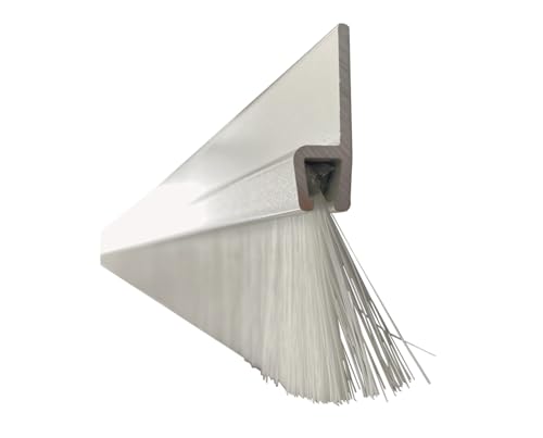 Bürstendichtung, Türdichtung, Türbesen, Streifenbürste 1000mm, Alu: weiß pulverbeschichtet, Besatz: PPN weiß in Industriequalität (25mm)