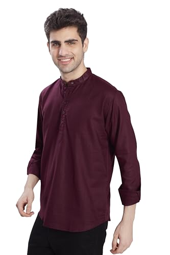 Image of DIVISIVE Men's Slim Fit Full Sleeves Cotton Short Kurta