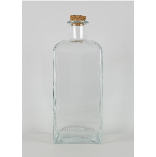 EMH Botella de cristal grande con tapa de corcho cuadrada de 5 litros