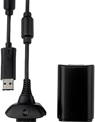 Bateria Para Controle Xbox 360 Com Cabo E Carregador Preto