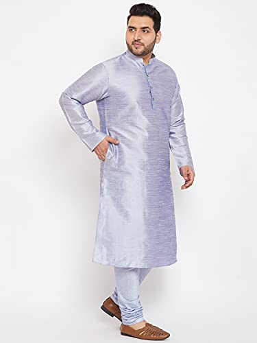 Image of VASTRAMAY Plus Size Men's Silk Blend Kurta Set-New Lavender Blue