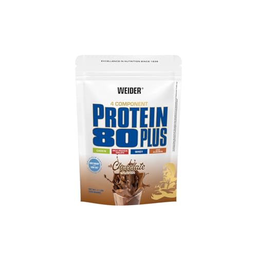 Weider - Protein 80 Plus - 4-Komponenten Protein Pulver - Hoher Proteingehalt mit 80% Eiweiß - Cremige Shakes mit Calcium & Vitamin B6 - 500g - Schoko