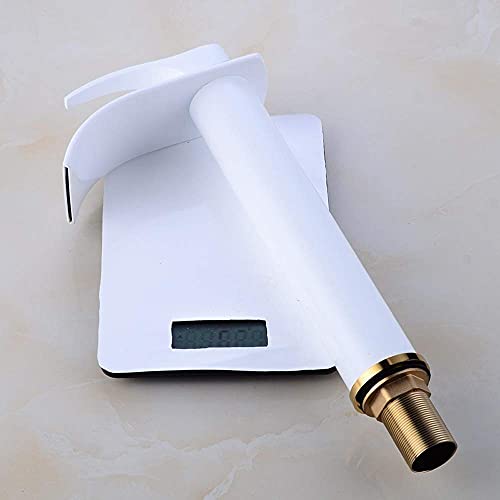 Robinet monotrou en bronze blanc style cascade pour évier d'eau