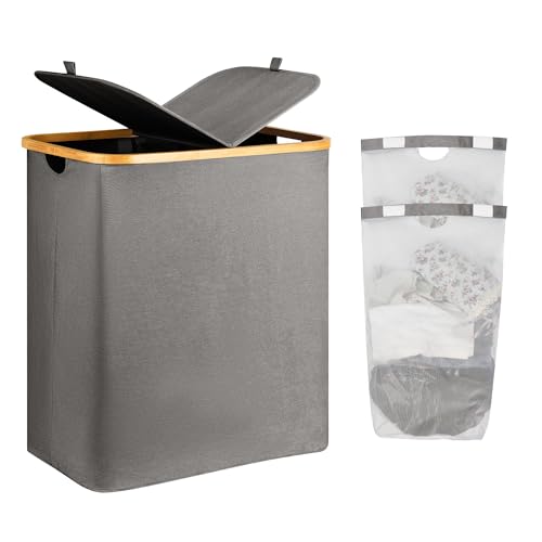 Adel Dream 140L Wäschekorb mit Deckel 2 Fächer, Wäschetasche kann...