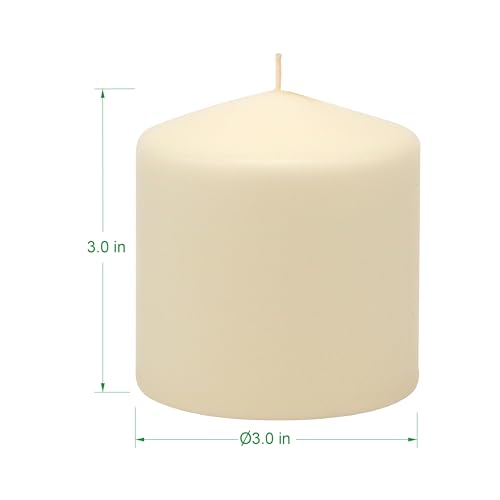 Image of Stonebriar Unscented Pillar Candles - 18 Hour Burn Time, Long-Lasting Wax Candles for Weddings, Holidays, Home Decor & Special Events, Pack of 3, Ivory, 3 inch x 3 inch