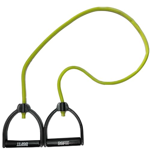 BSFIT Bandas de Resistencia con Asas, Gomas Elásticas Musculación, Cinta Ejercicios de Diferentes Intensidades, Ideal para Entrenar en casa (Amarillo, Medio) - imagen 4