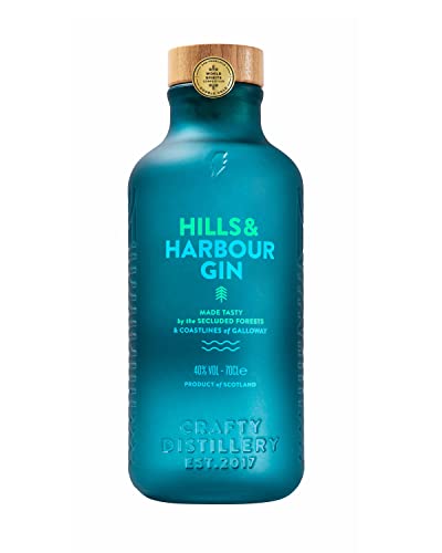 Hills and Harbour Gin 70cl (40% ABV) - Multi-Award Winning Scottish Craft Gin - Infused with Forest Fir, Tropical Fruits, Citrus Spice and Tangy Sherbet - Innovative New Eco-Friendly Bottle Available
