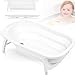 Baby Badewanne/Reisebadewanne mit Verschlus-Thermometer (ZUSAMMENKLAPPBAR) (WEIß)