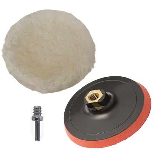 Image of MLD 5 Inch Sanding Polish Pad Hook&Loop Backing Sander Female Thread M10 with Soft Fur Wool pad BFCP-101 (5inch,M10 Plastic) Pack of -1
