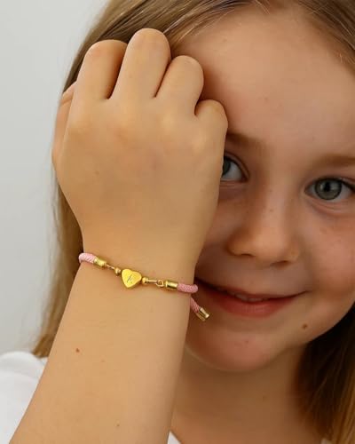 WEDDINEN Initial Bracelets A to Z Dainty Titanium Heart Love Letter Bracelets for Girls,Charm Handmade Braided Name Bracelet Women Trendy Jewelry Birthday Gift for Teen Girls2