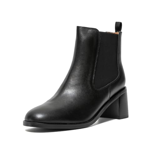 ONEENO Women's Heels Leather chelsea Boots