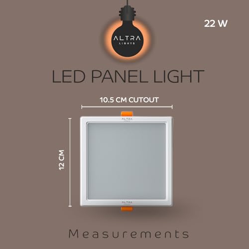 Image of 22W Recessed Square LED Panel Light | Trimless Slim Design | Polycarbonate Downlight for Home & Office False Ceiling Roof, Surface Light | Cool White, White Finish | Pack of 2