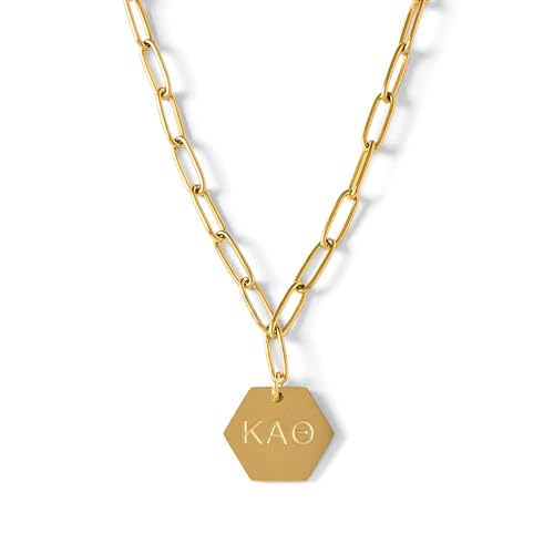 Sorority Shop Kappa Alpha Theta Paperclip Necklace — KAT 18K Gold Plated Sorority Gifts Necklace, Long-Lasting Kappa Alpha Theta Gifts for Women