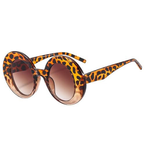Lunettes de soleil ovales surdimensionnées style punk dégradé de thé léopard