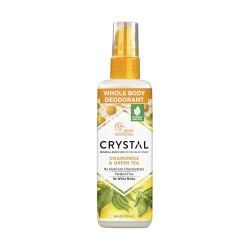 Crystal Deodorant Essence Spray 4 Ounce Chamomile/Green Tea (118ml) - Packaging May Vary