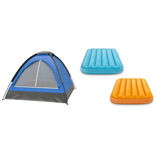 2 Person Tent – Rain Fly & Carrying Bag – Lightweight Dome Tents & Intex Cozy Kidz Inflatable Airbed, Color May Vary, 1 Bed,Blue/Orange,34 1/2" X 62" X 7" #TOP14