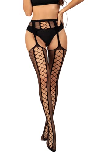 Image of Womens Fishnet Stockings Lace Tights Suspender Pantyhose Stockings Fish Net Tights Lace Stockings