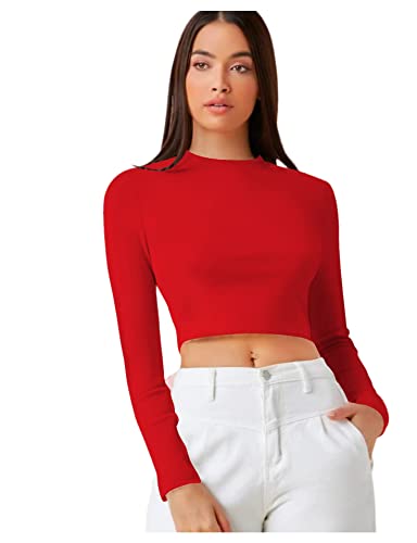 Image of Dream Beauty Fashion Women's Casual Round Neck Long Sleeves Stylish Crop Top - 17 inch Inches (Tee-Tally 02)